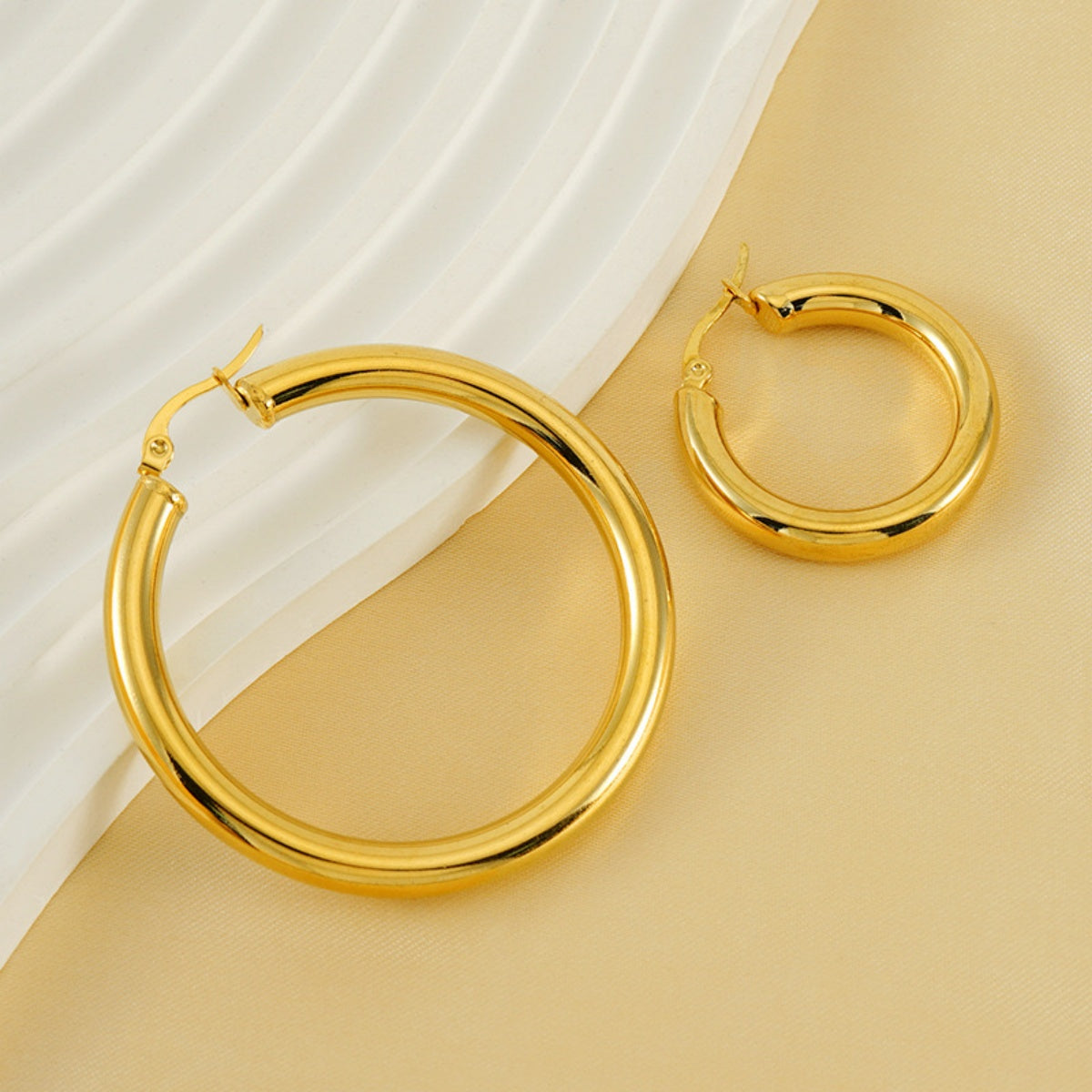 Simple Style Gold Plated Hoops