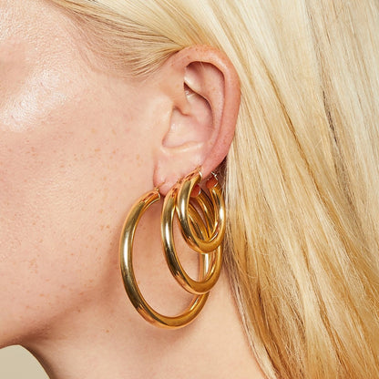 Simple Style Gold Plated Hoops