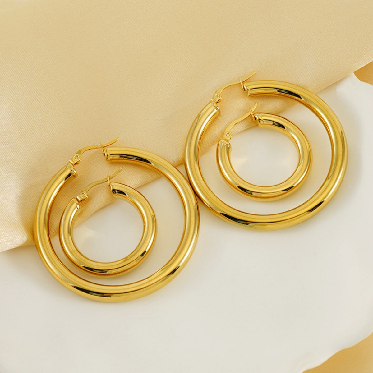 Simple Style Gold Plated Hoops