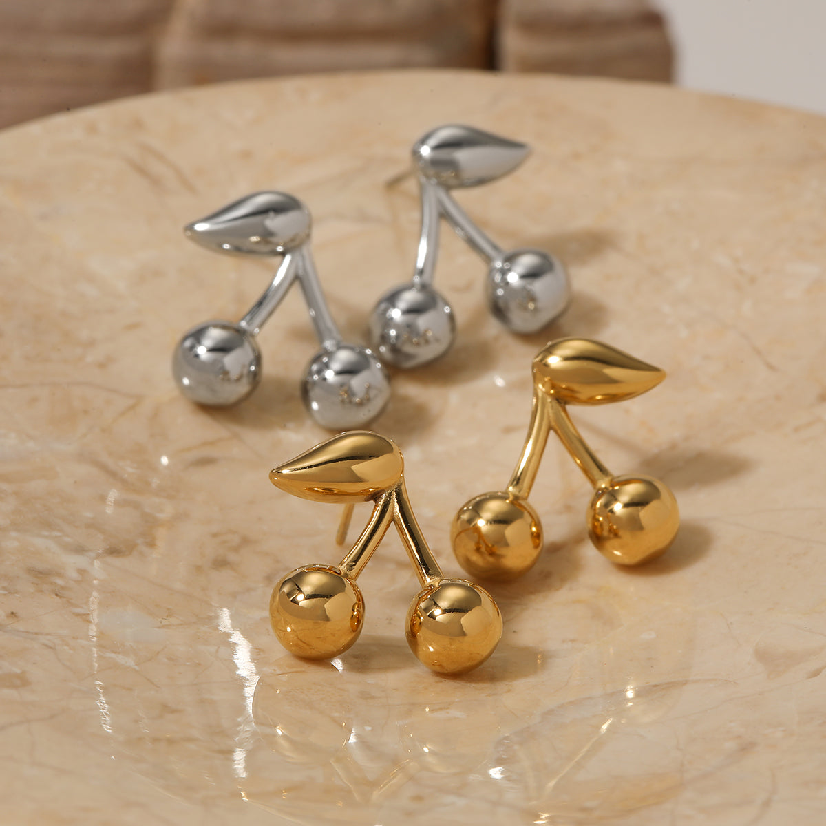 Gold Plated Cherry Earrings