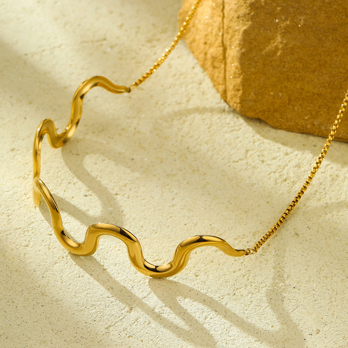 Gold Plated Waves Necklace