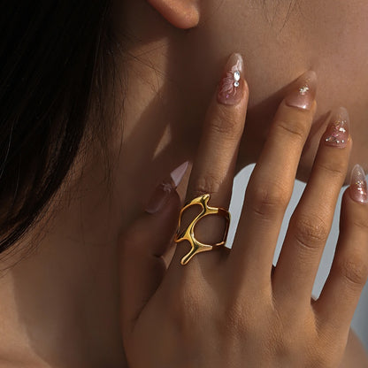 Abstract Openwork Gold Ring – Contemporary Statement Piece