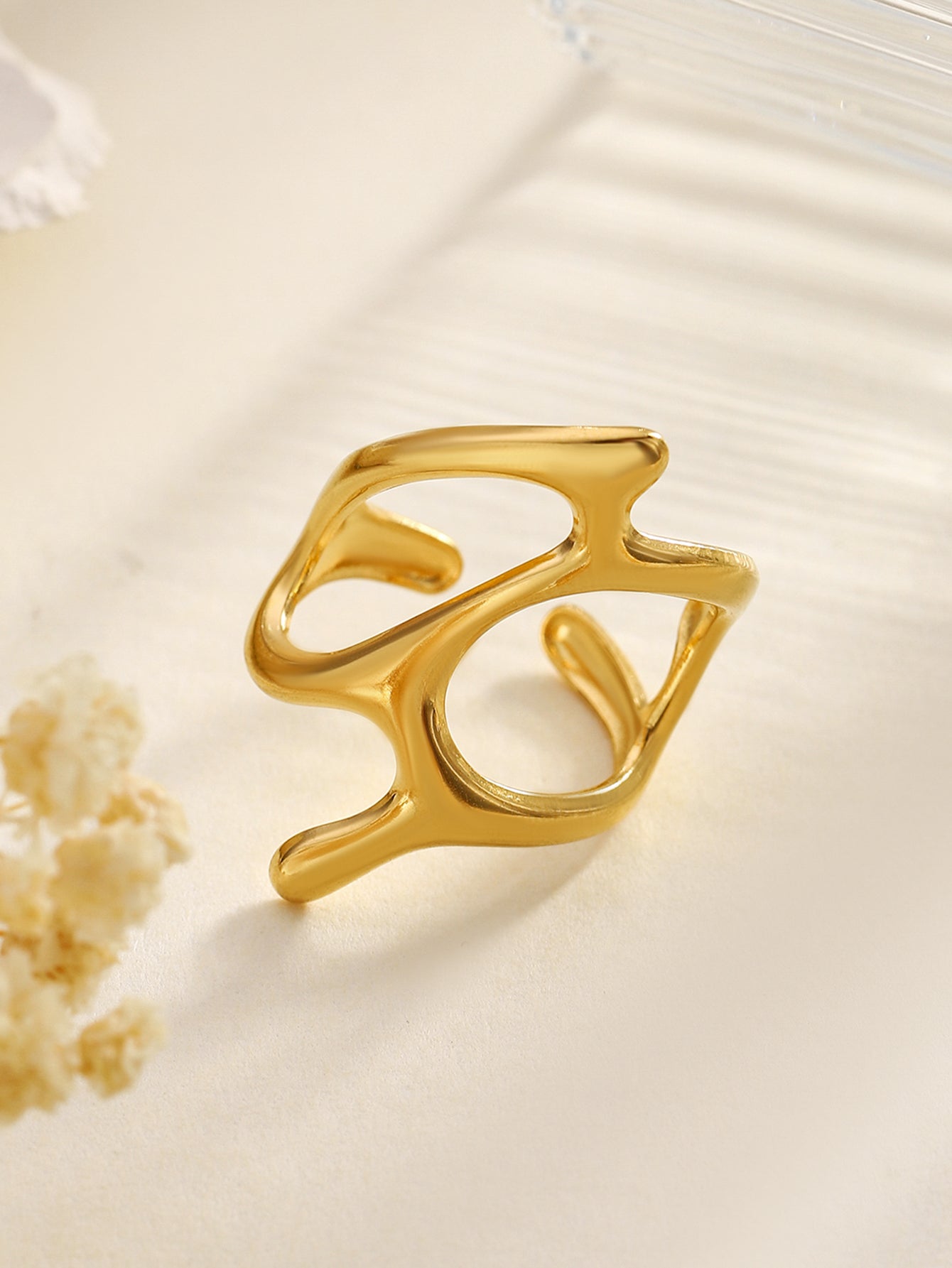 Abstract Openwork Gold Ring – Contemporary Statement Piece