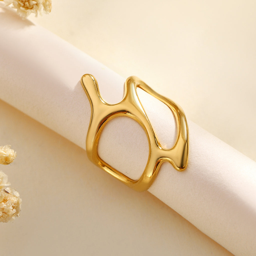 Abstract Openwork Gold Ring – Contemporary Statement Piece