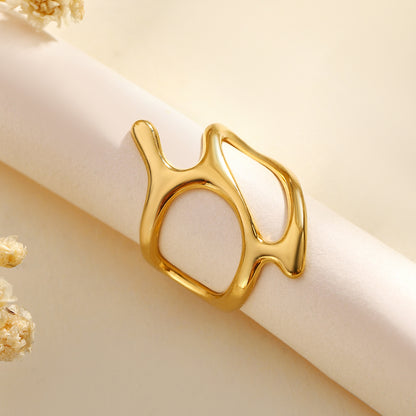 Abstract Openwork Gold Ring – Contemporary Statement Piece