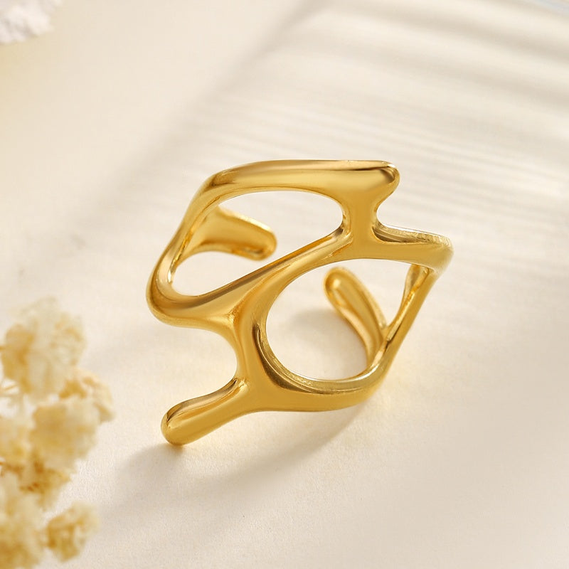 Abstract Openwork Gold Ring – Contemporary Statement Piece