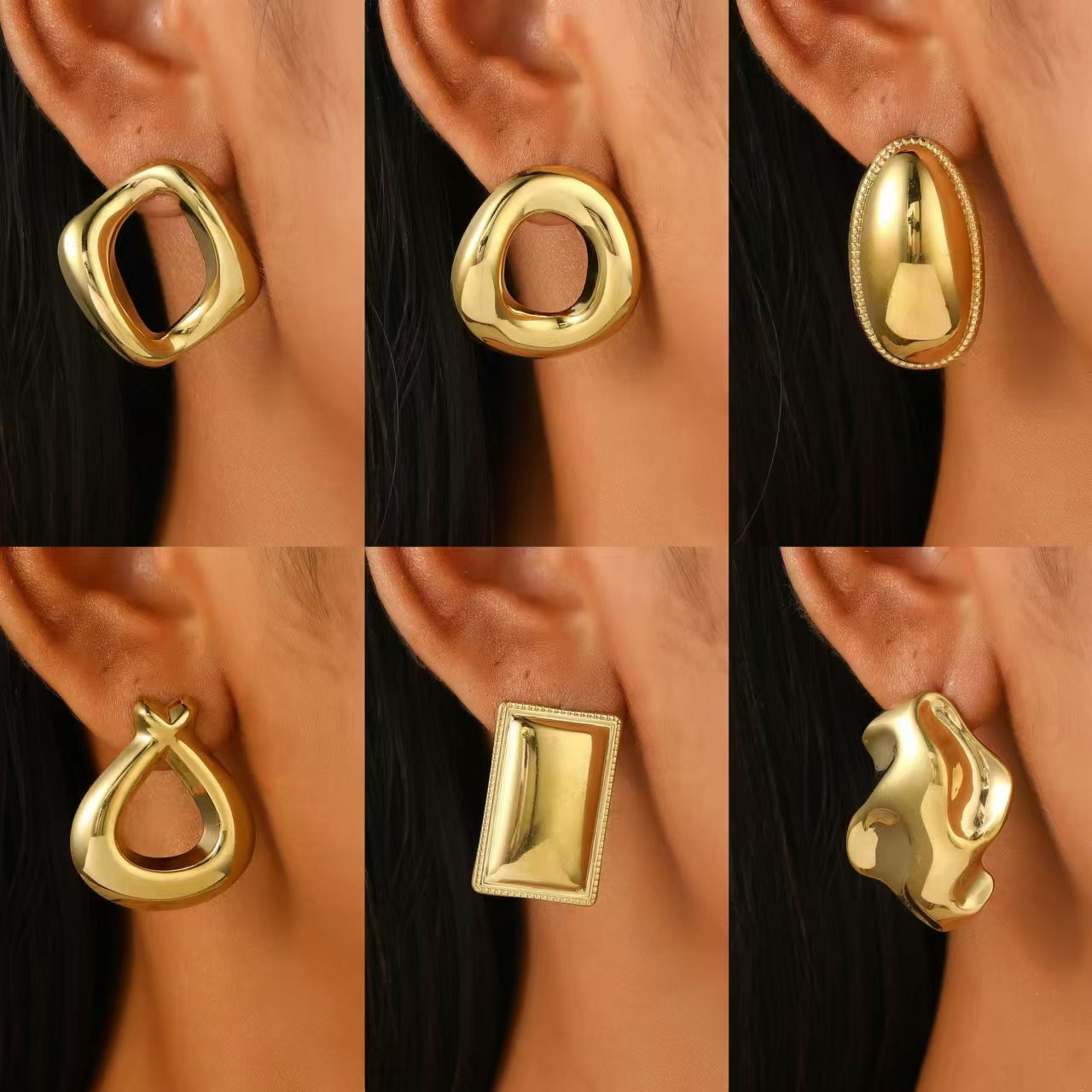 Luxe Triad Gold Earrings