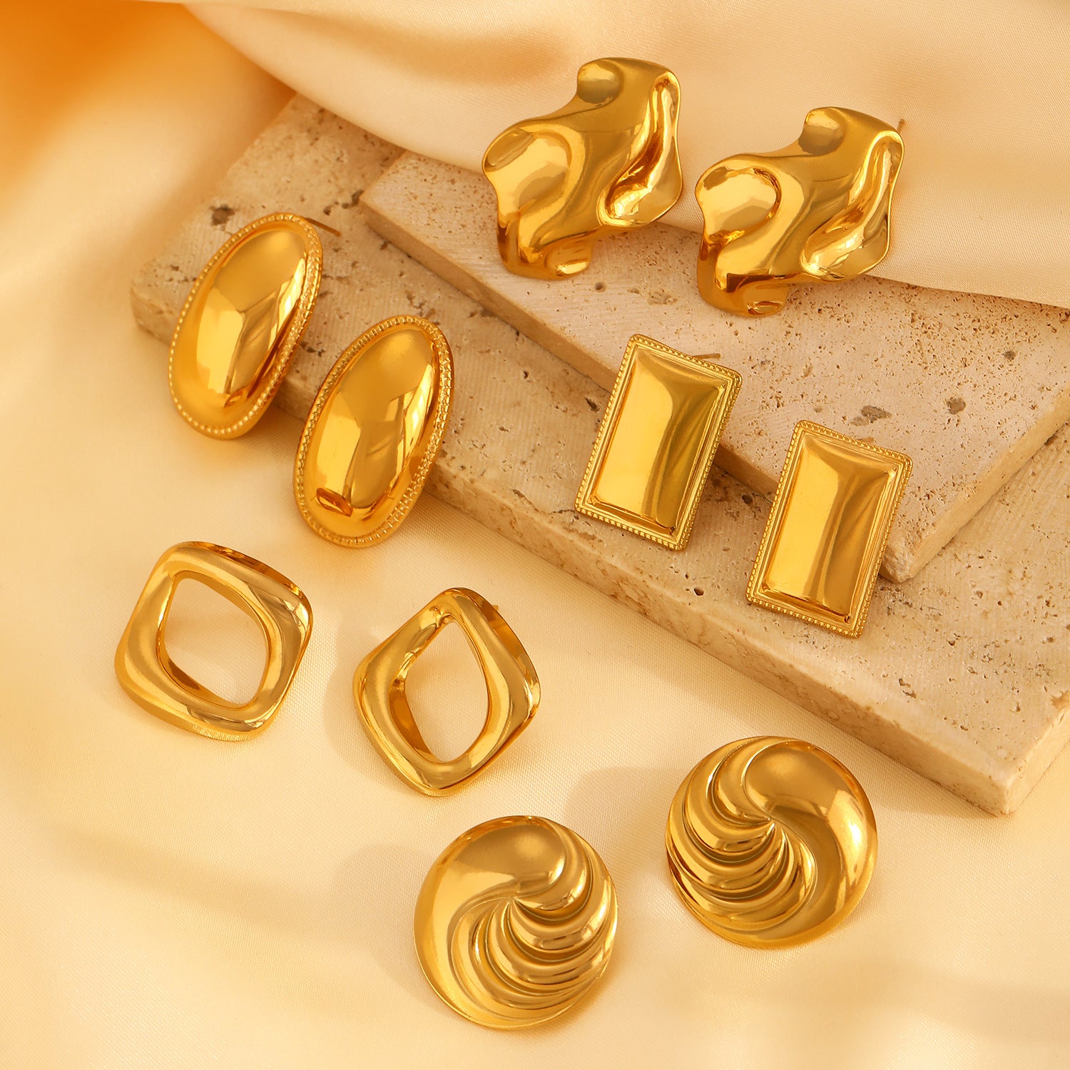 Luxe Triad Gold Earrings