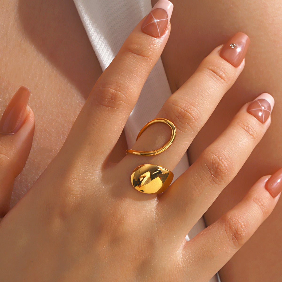 Gold plated oval open ring