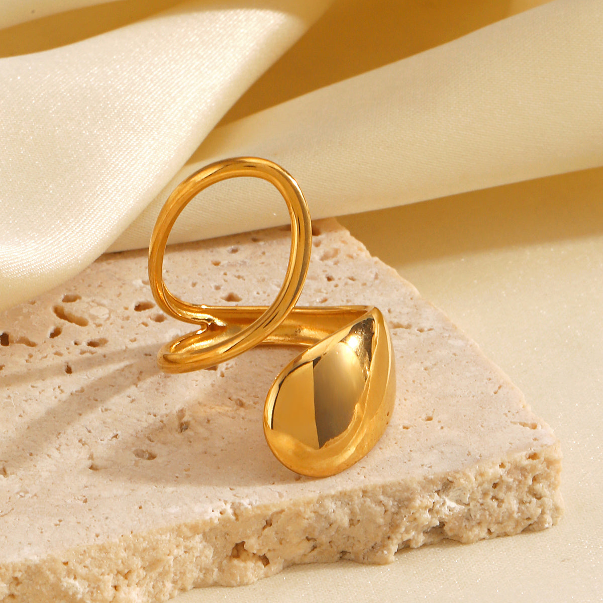 Gold plated oval open ring