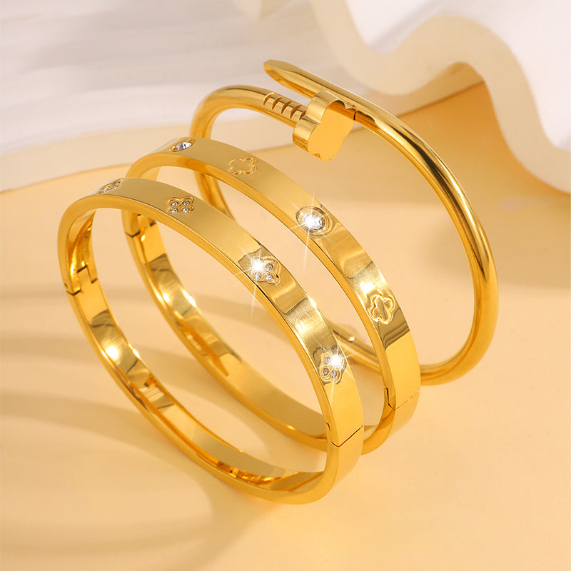 Gold Plated Nail Bracelet