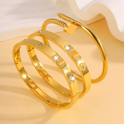 Gold Plated Nail Bracelet