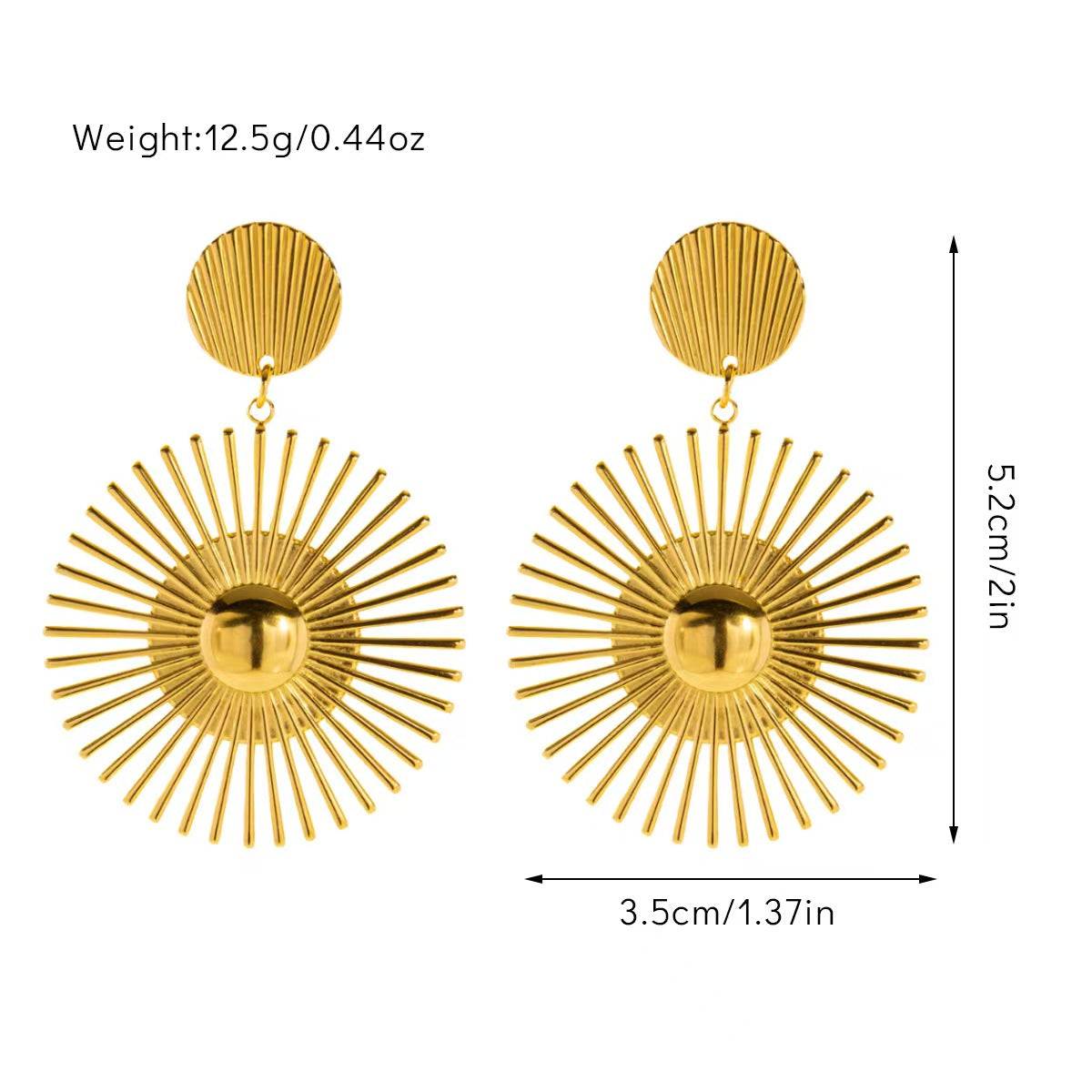 Golden Sunburst Drop Earrings