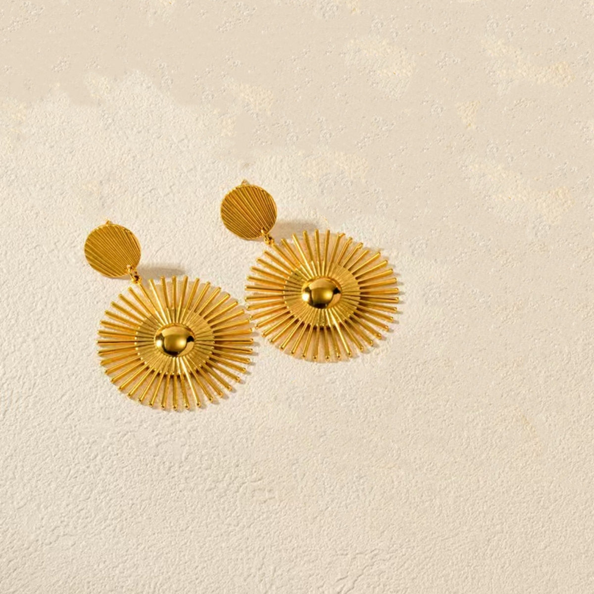 Golden Sunburst Drop Earrings