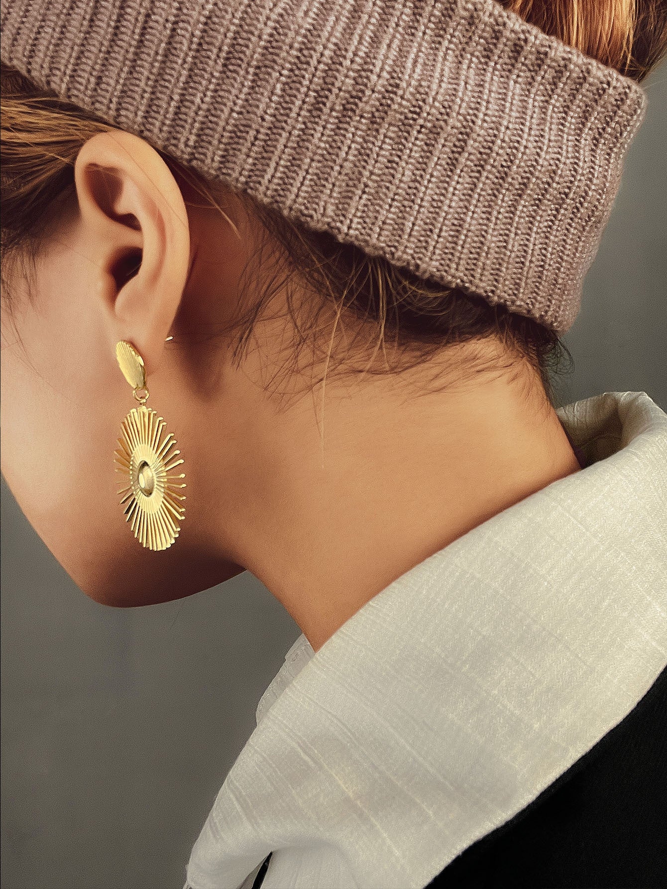 Golden Sunburst Drop Earrings