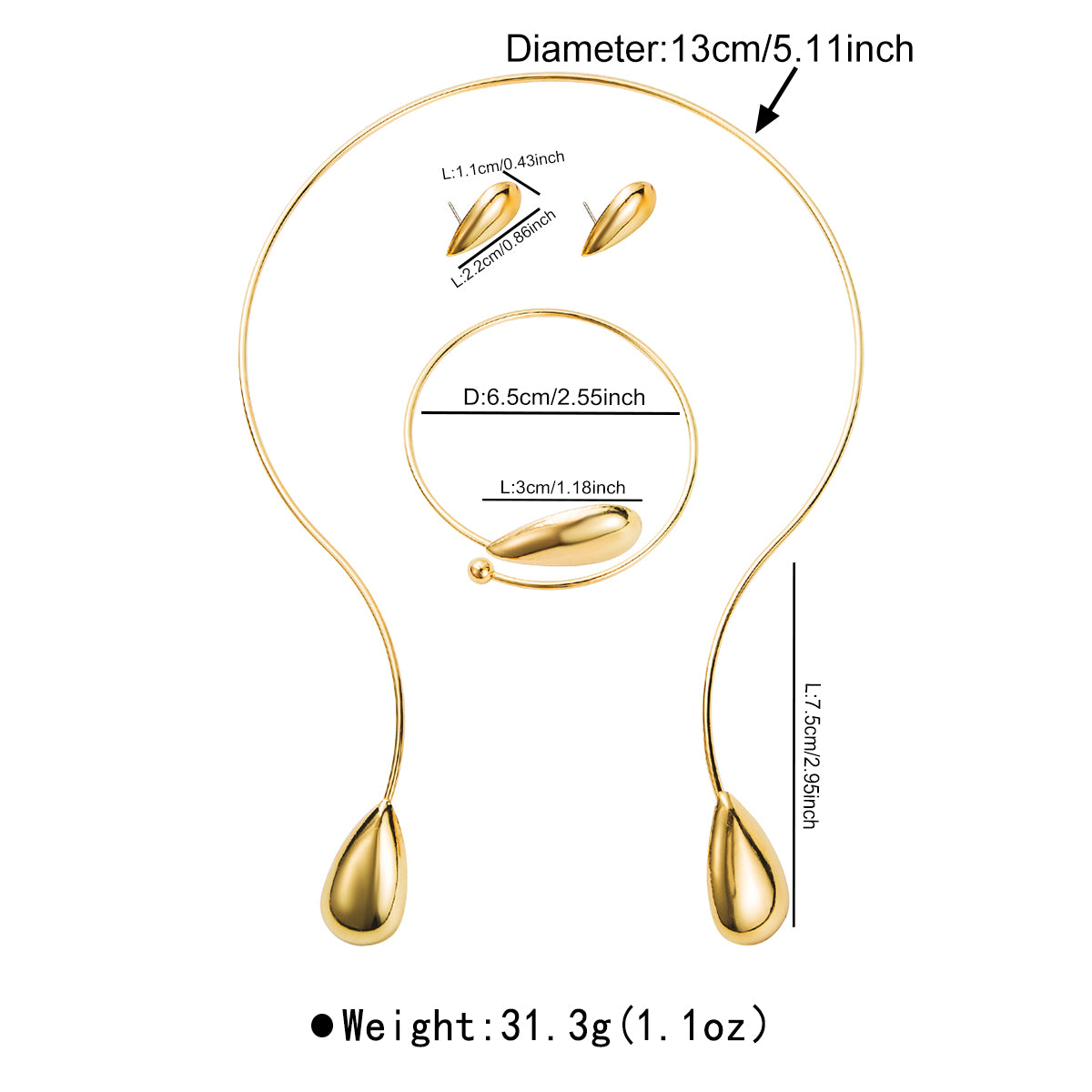 Gold Plated Teardrop Bracelet