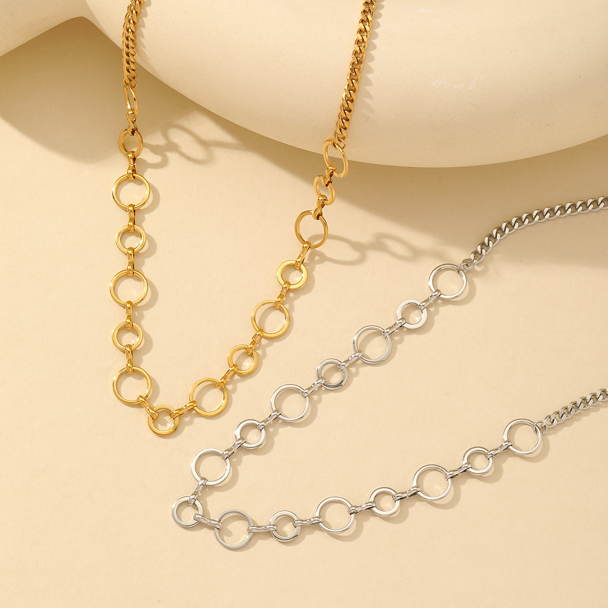 Commute Round Gold Plated Necklace