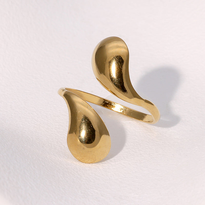 Abstract wave gold plated ring