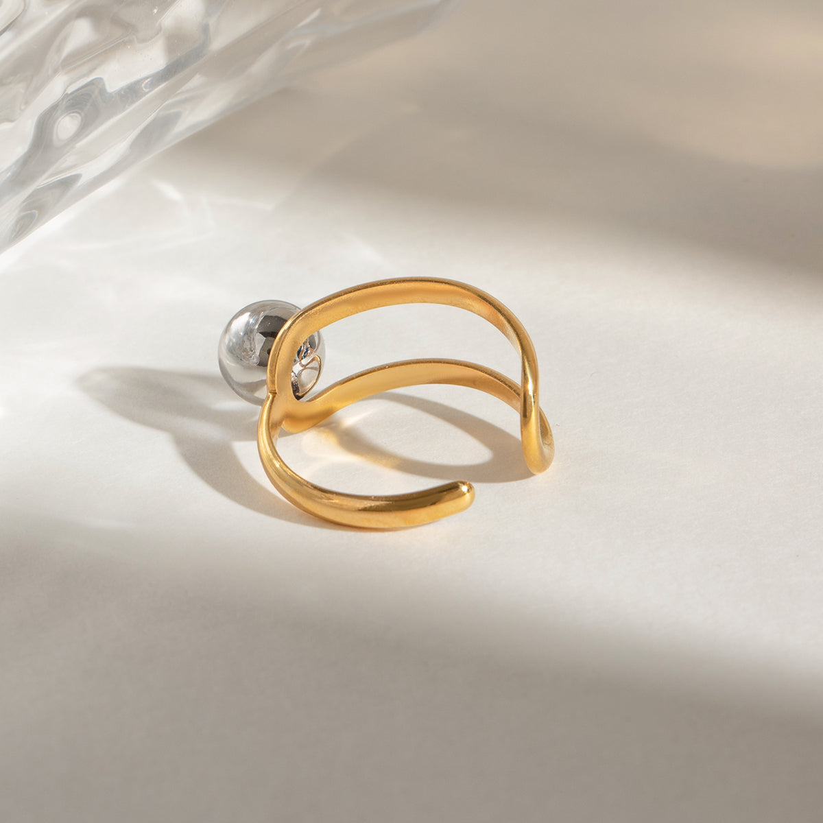 Pearl-Accented Open Ring