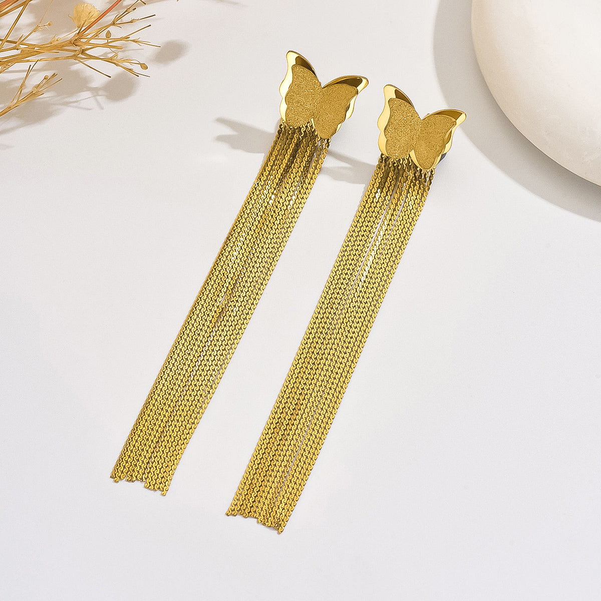 Golden Wings Tassel Earrings