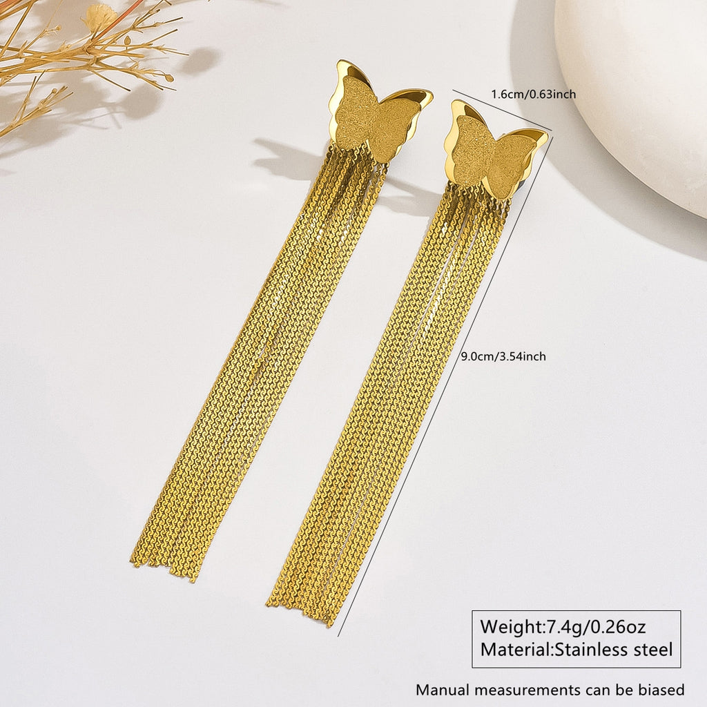 Golden Wings Tassel Earrings
