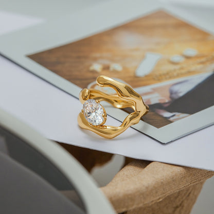 Organic Flow Crystal Ring