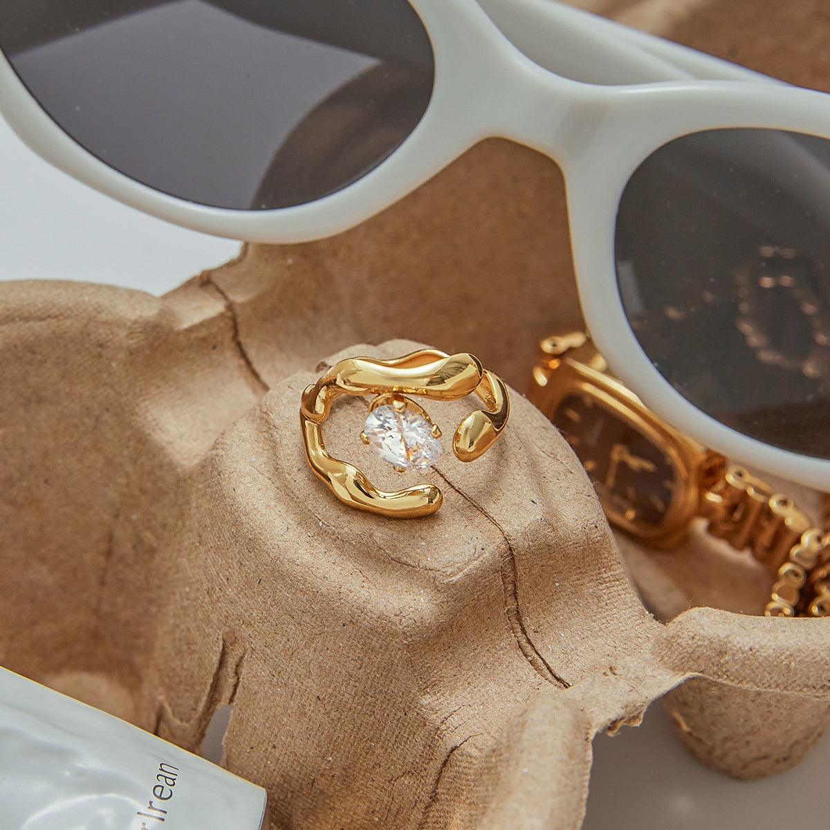 Organic Flow Crystal Ring