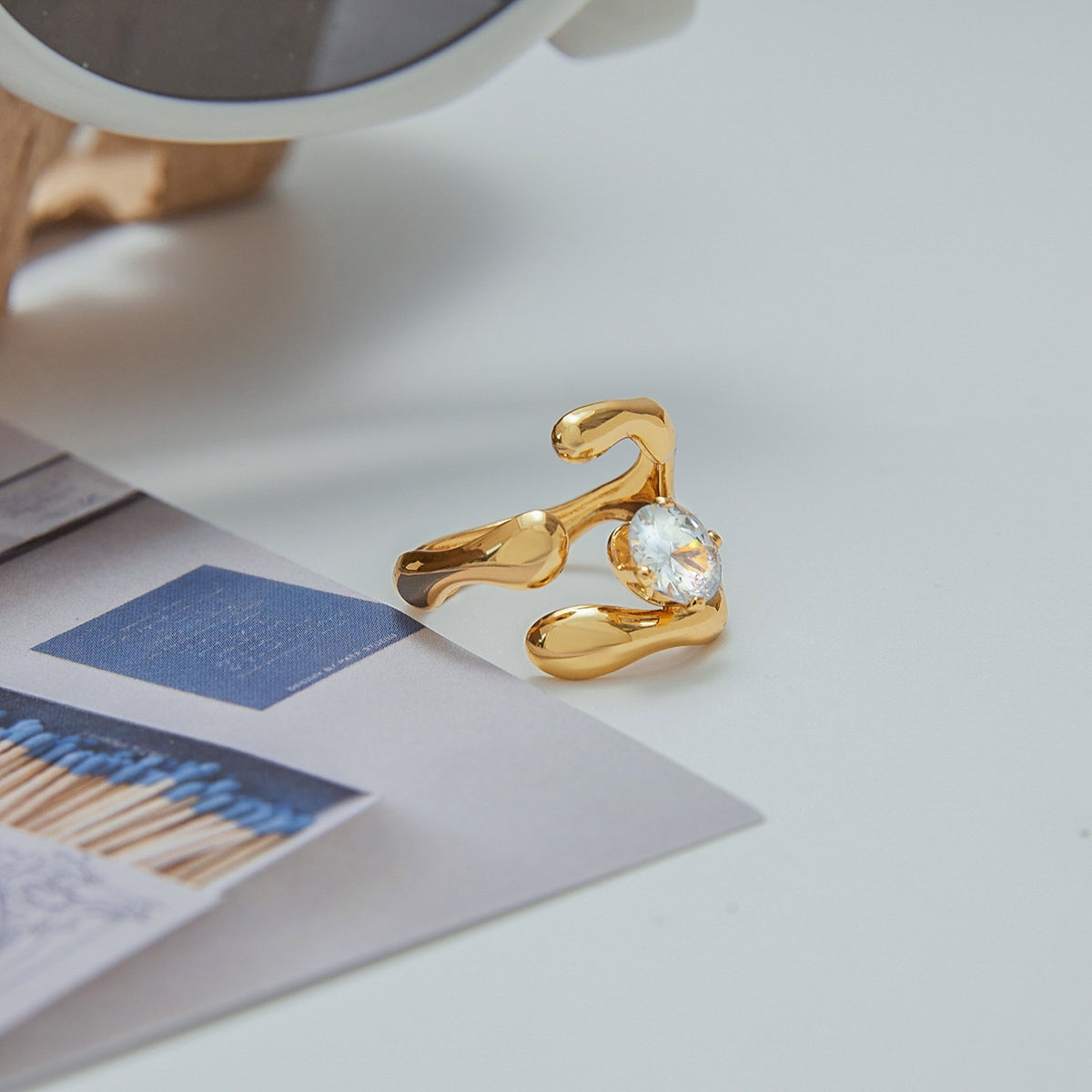 Organic Flow Crystal Ring
