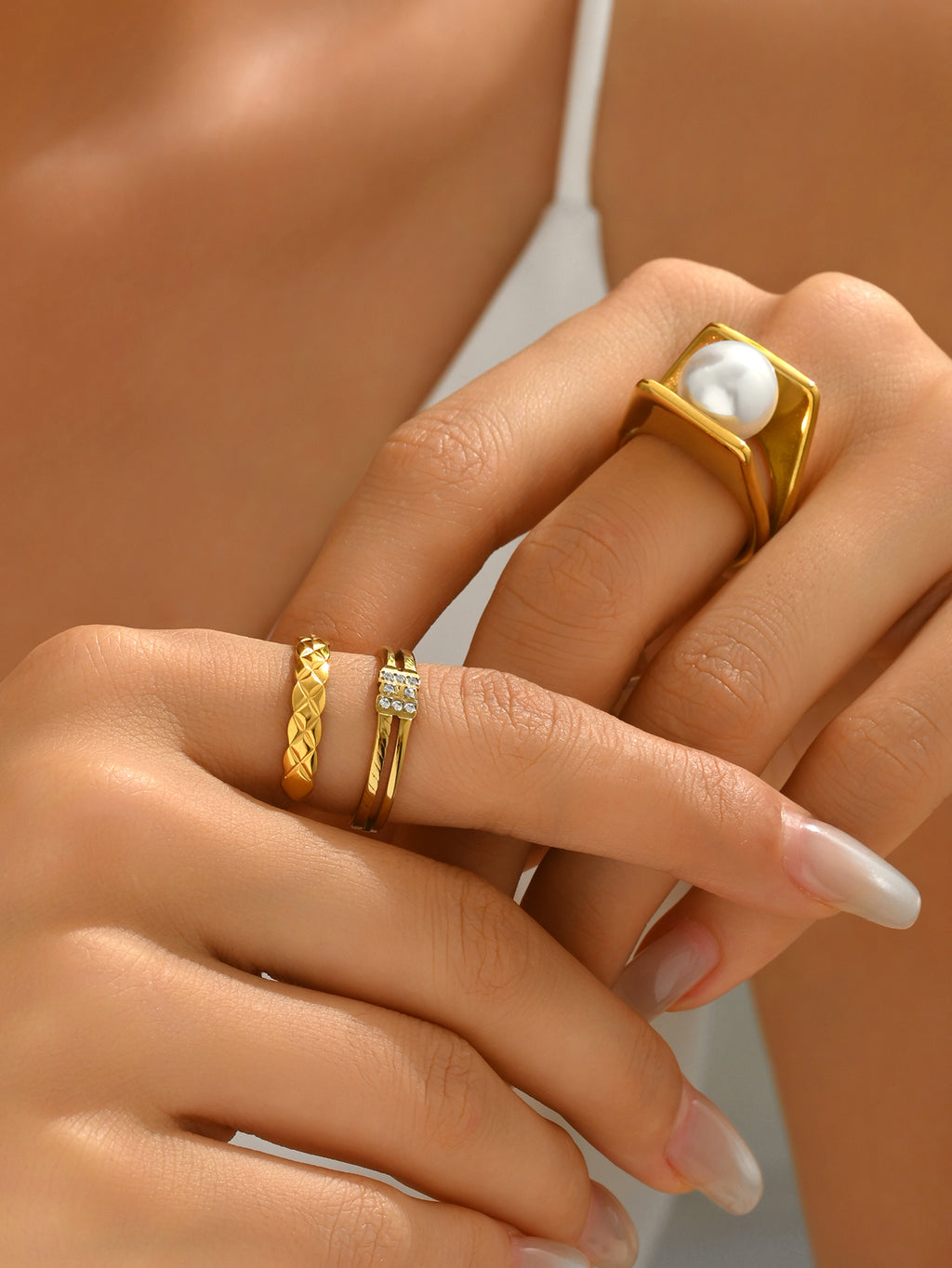 Radiant Pearl Cage Ring