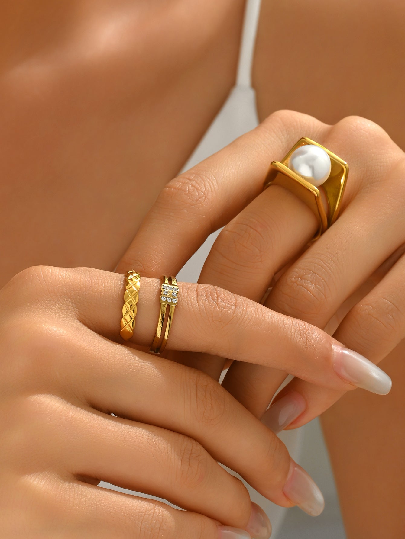 Radiant Pearl Cage Ring