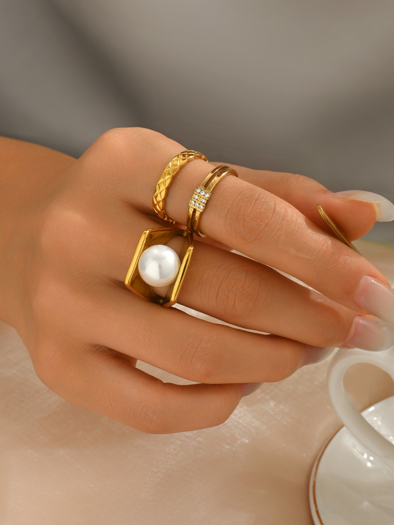 Radiant Pearl Cage Ring
