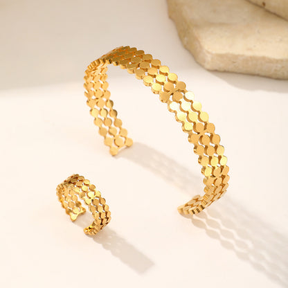Combo of Honeycomb Cuff Bracelet & Multi Layer Designer Chain