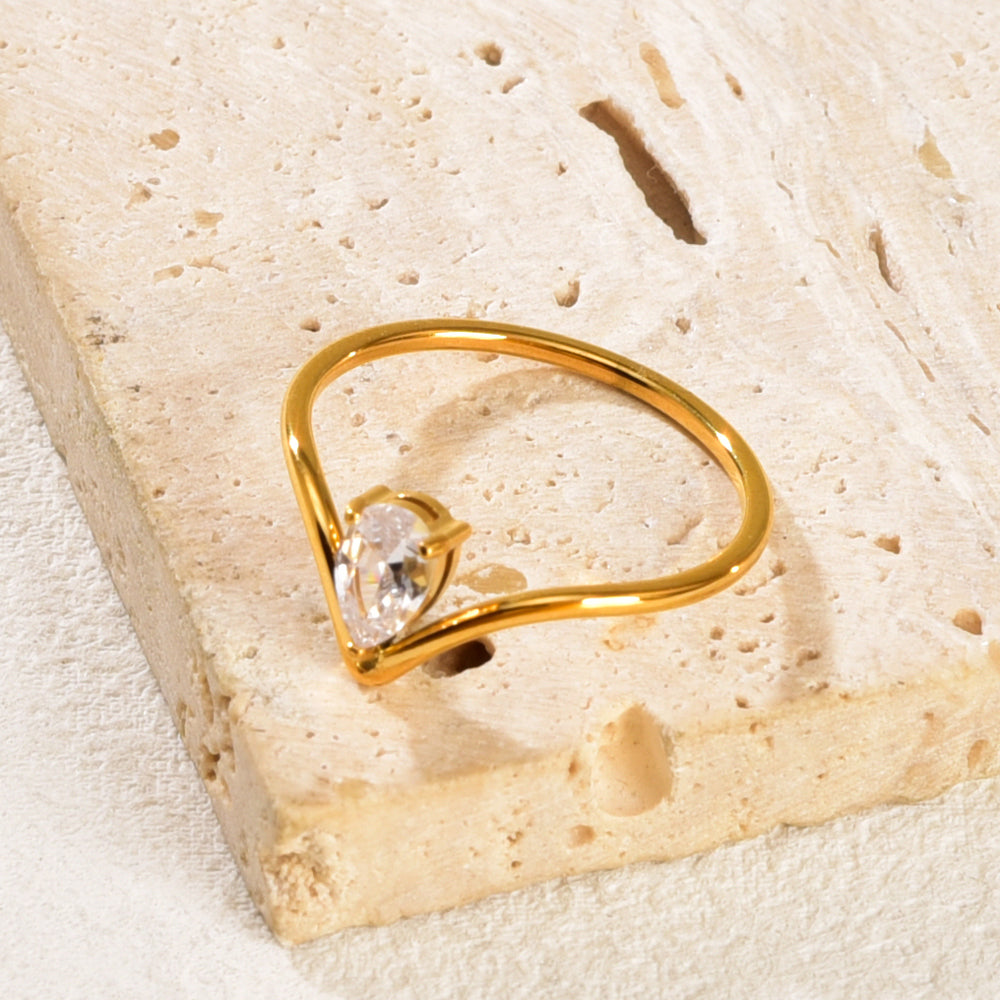 V-Shaped Solitaire Ring