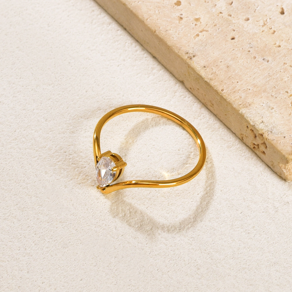 V-Shaped Solitaire Ring
