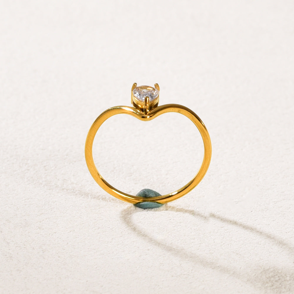 V-Shaped Solitaire Ring