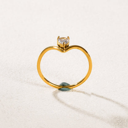 V-Shaped Solitaire Ring