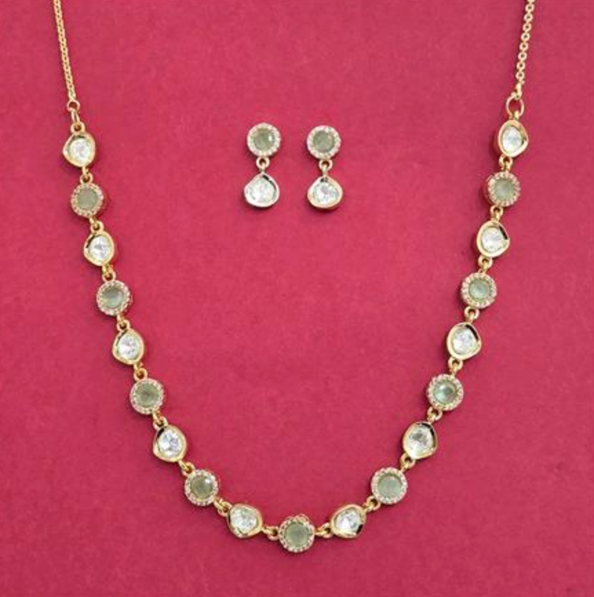 Pink Aura Kundan Necklace Set