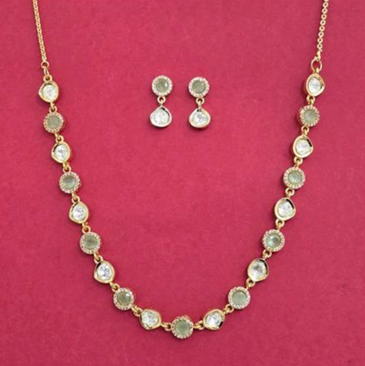 Pink Aura Kundan Necklace Set