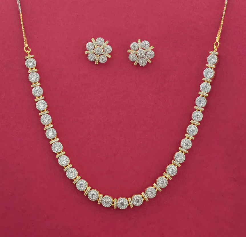 Round Cluster Link Necklace Set