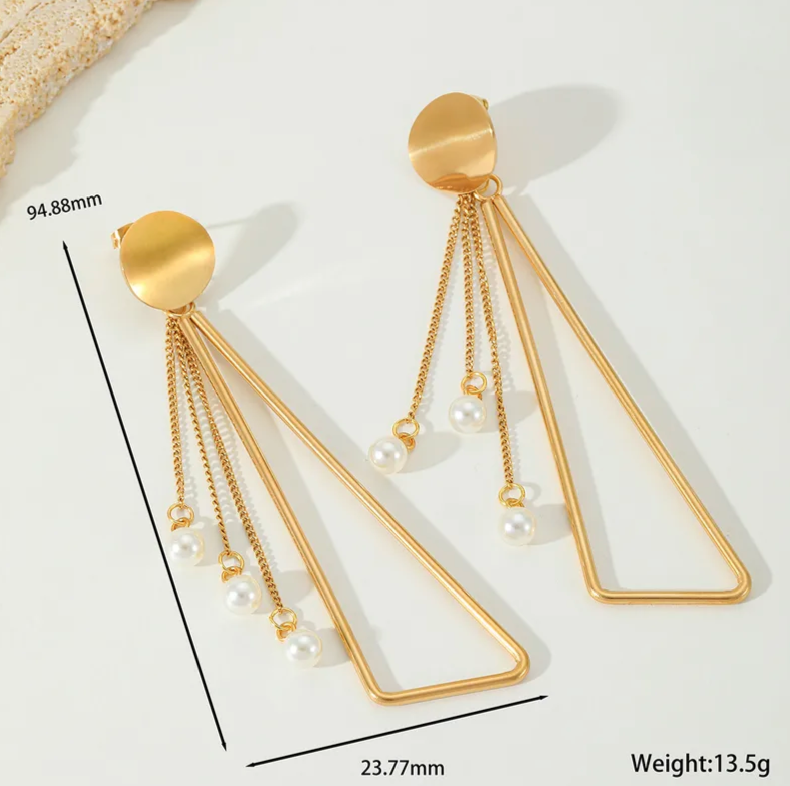 Triangle Tassel Pearl Earrings