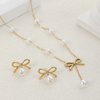 Classic Bow Pearl Set