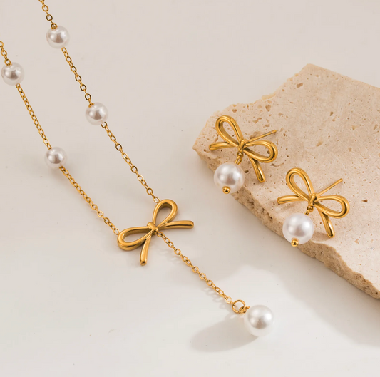 Classic Bow Pearl Set