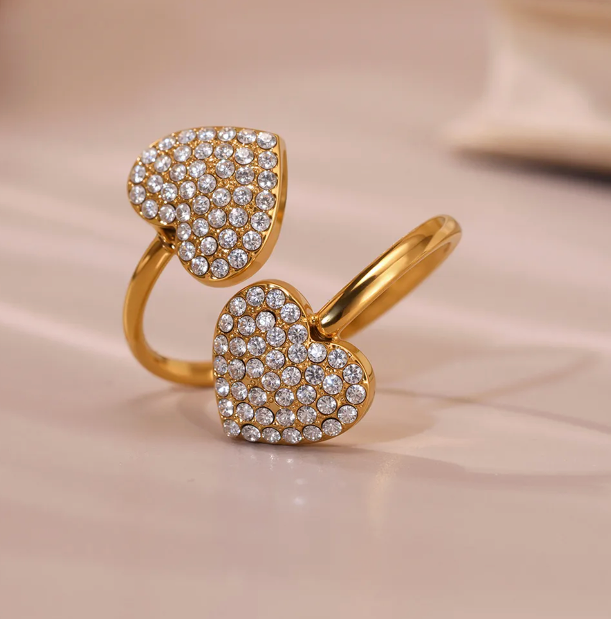 Duo of Hearts Pave Ring