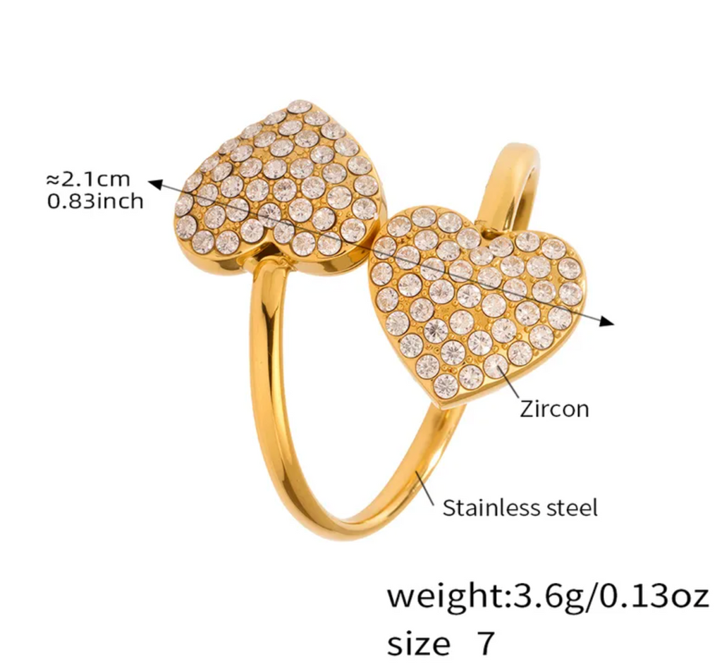 Duo of Hearts Pave Ring