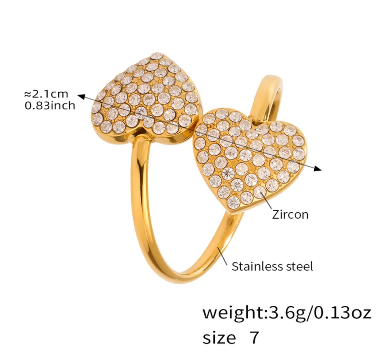 Duo of Hearts Pave Ring