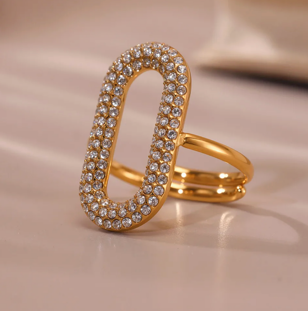 Pave Oval Capsule Ring