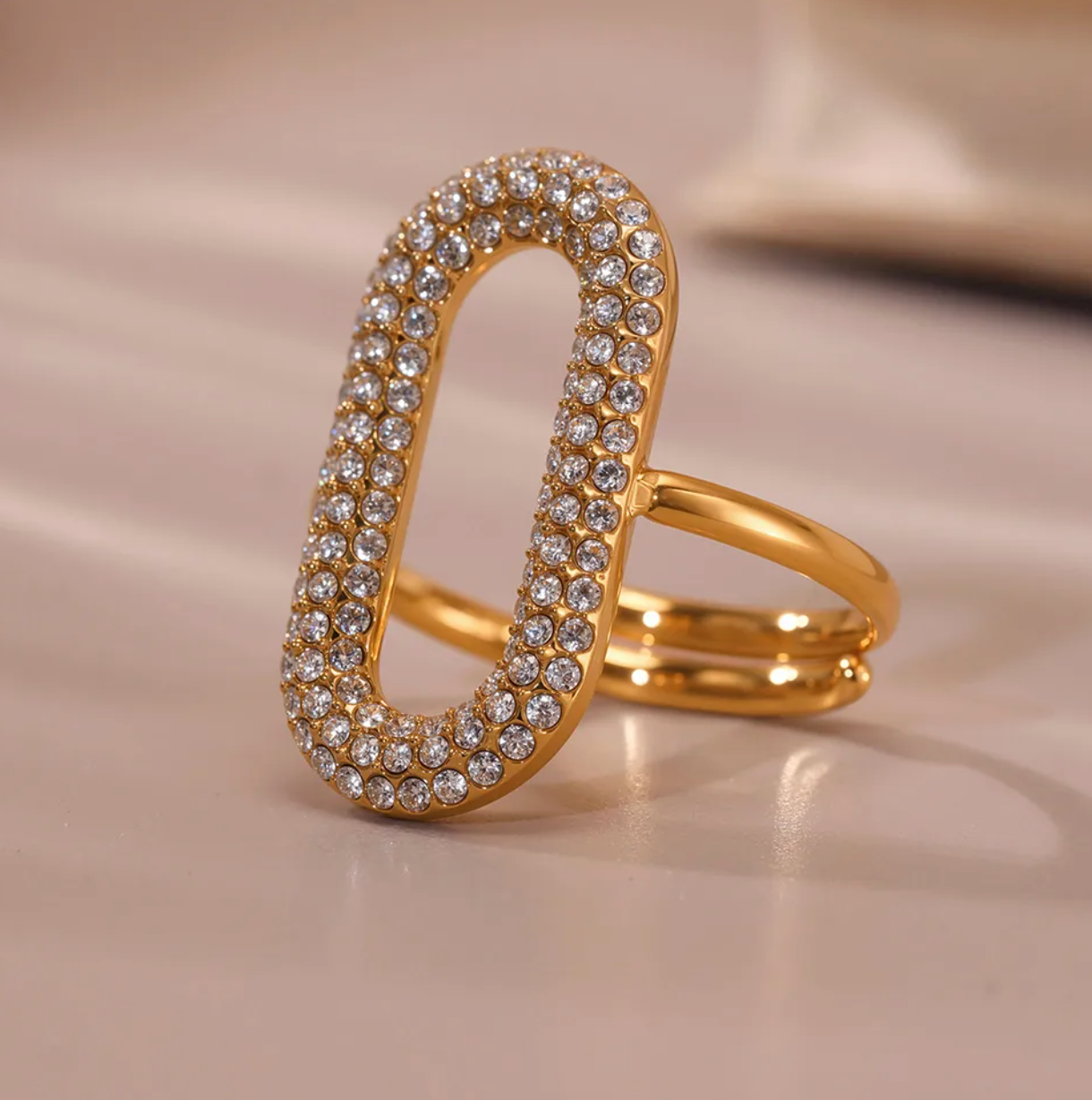 Pave Oval Capsule Ring