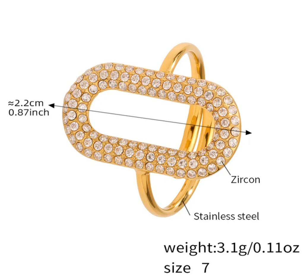 Pave Oval Capsule Ring