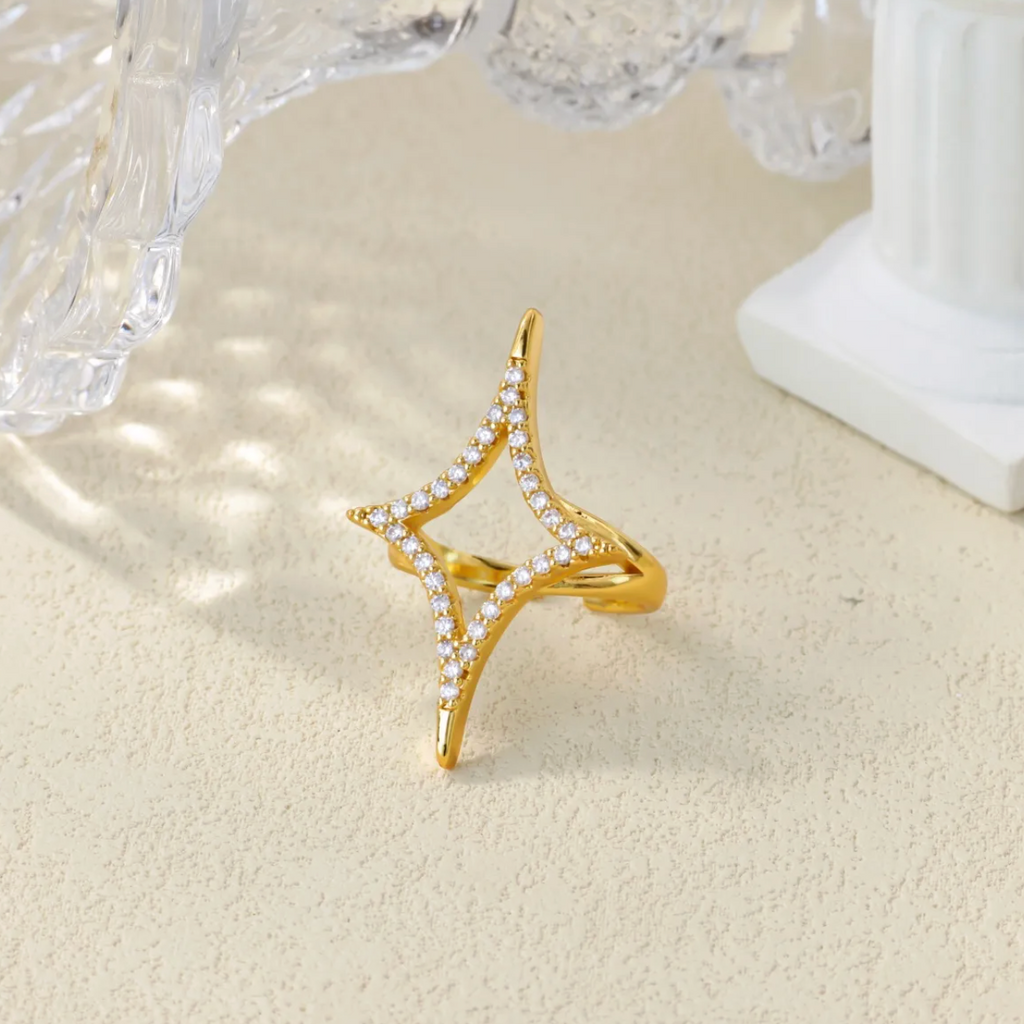 Dazzling Diamond Point Ring
