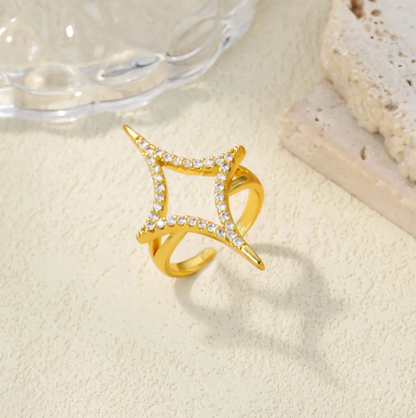 Dazzling Diamond Point Ring